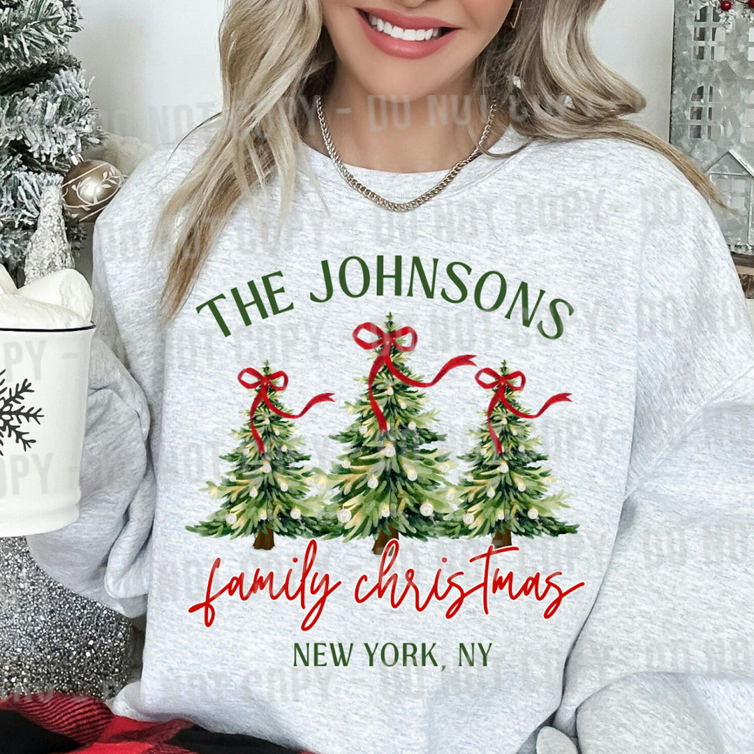 3 Trees Family Christmas customizable DTF transfer mockup