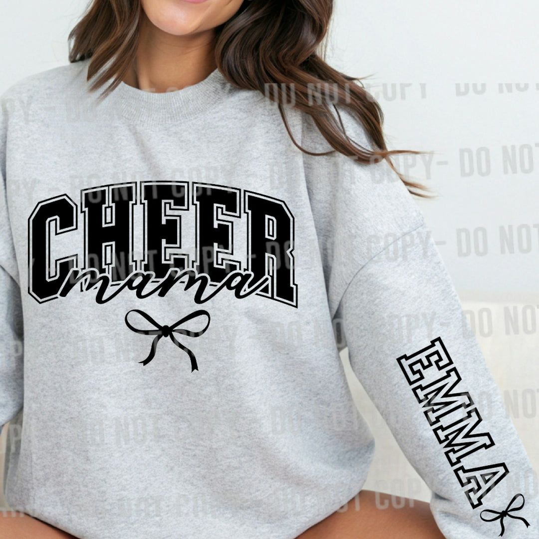 Cheer Mama Bow Sleeve customizable DTF transfer mockup