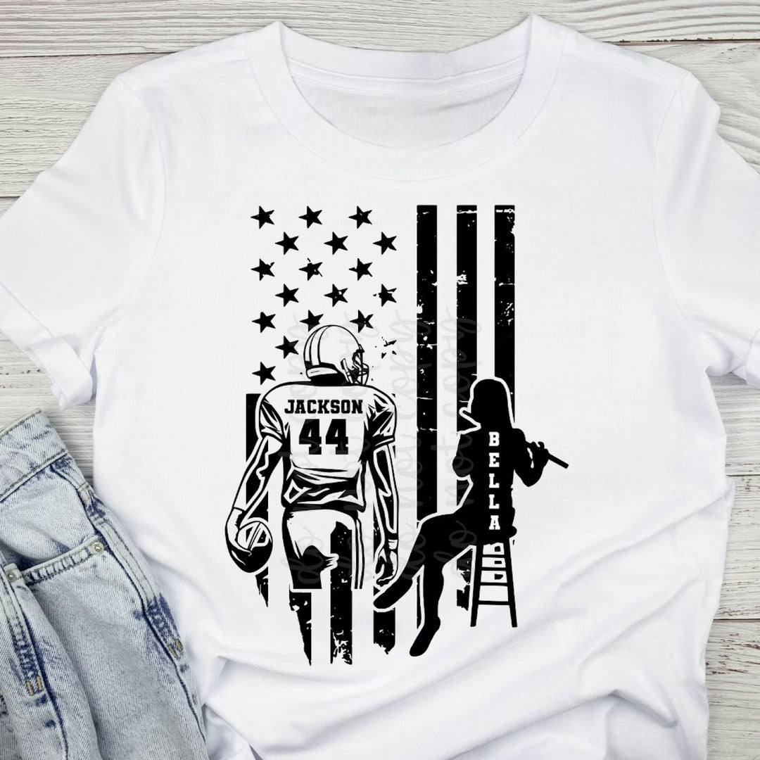 Football and Flute Flag customizable DTF transfer mockup