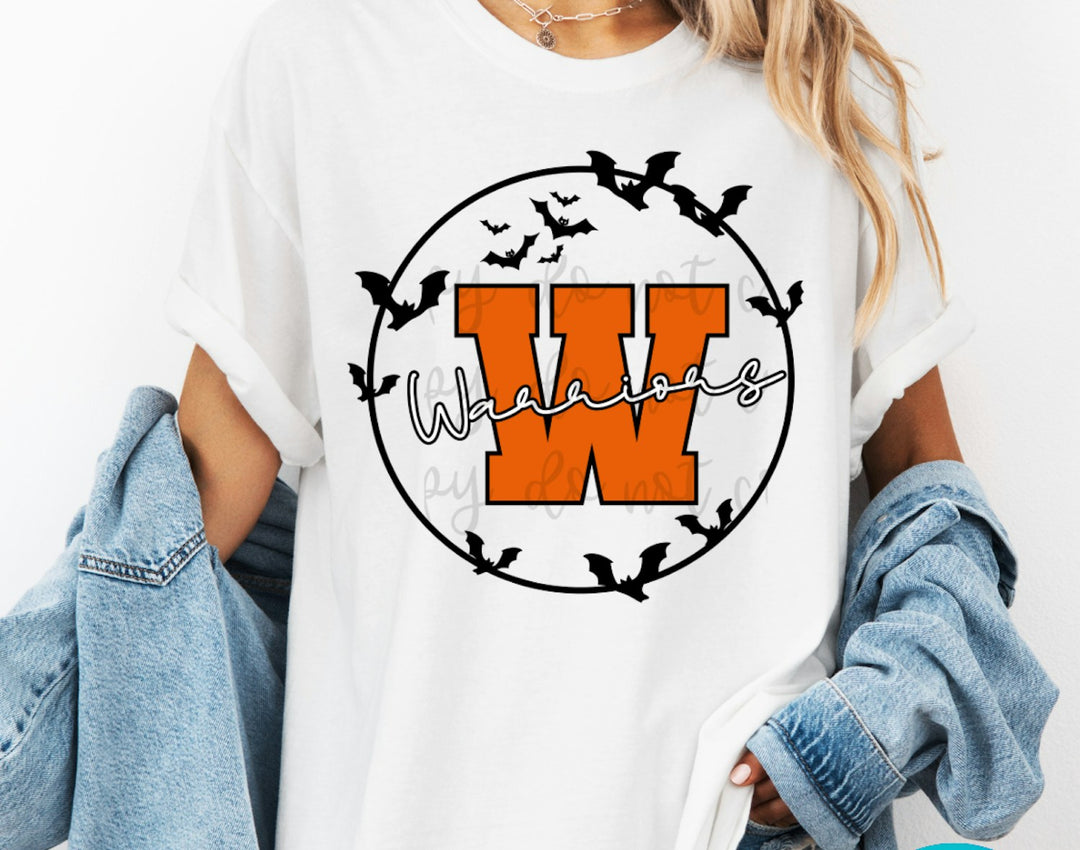 Halloween Bats Frame Initial customizable DTF transfer mockup