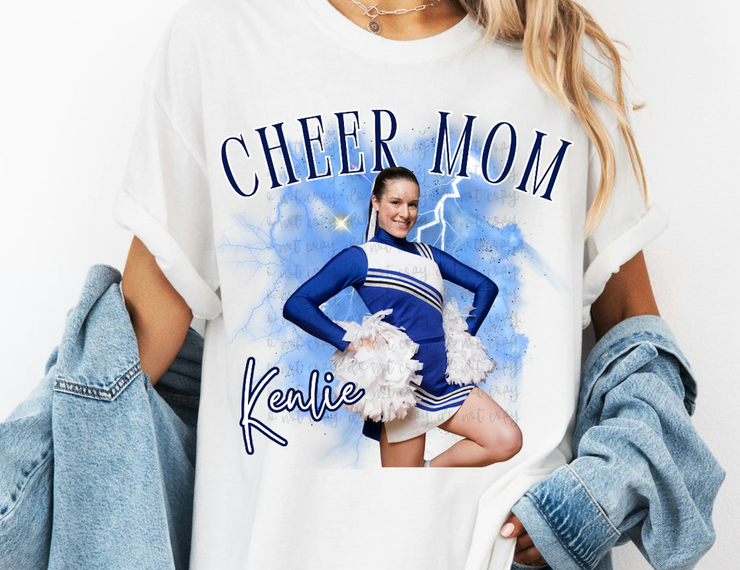 Cheer Mom Photo customizable DTF transfer mockup