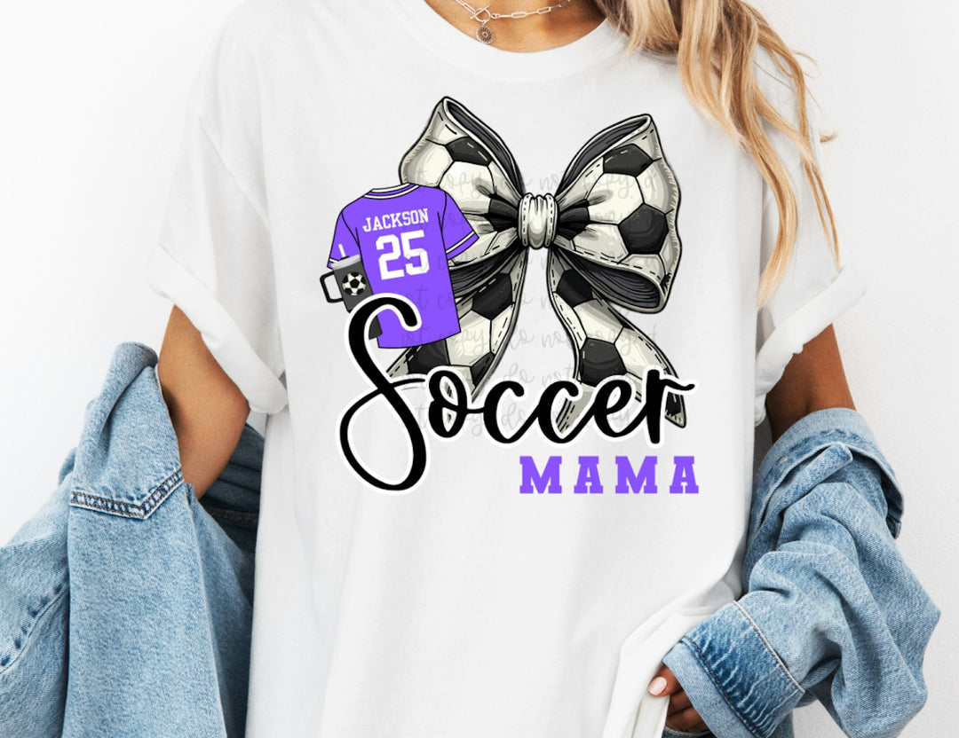 Soccer Mama Bow Jersey customizable DTF transfer mockup