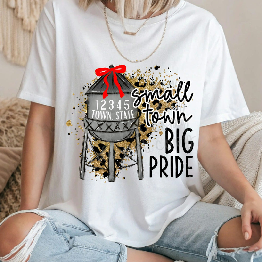 Small Town Big Pride Animal Print Color Changeable Bow customizable DTF transfer
