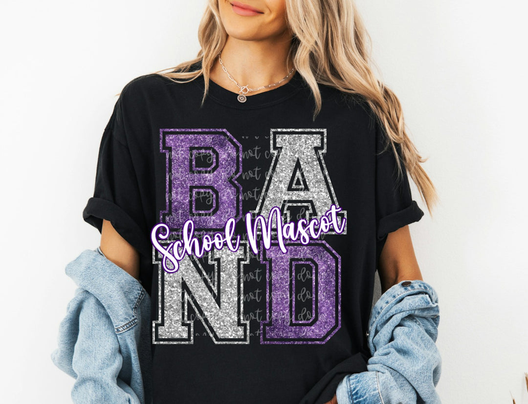 Band Faux Glitter Varsity customizable DTF transfer mockup