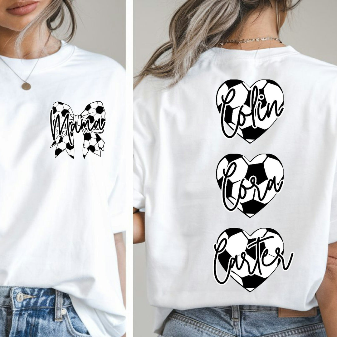 Soccer Mama Bow Hearts customizable DTF transfer mockup