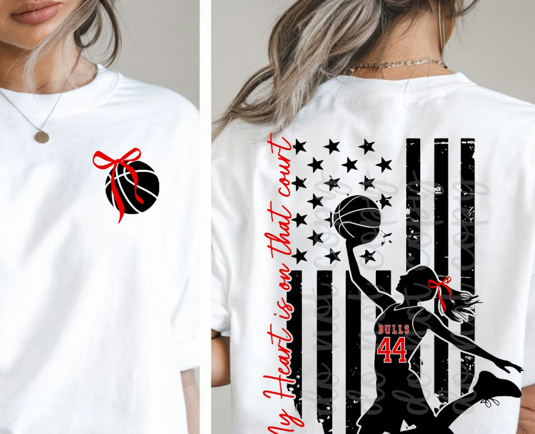 Flag Basketball Boy and Girl customizable DTF transfer mockup