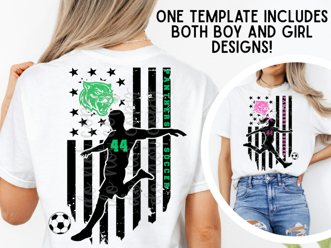 Flag Soccer Boy Girl customizable DTF transfer mockup