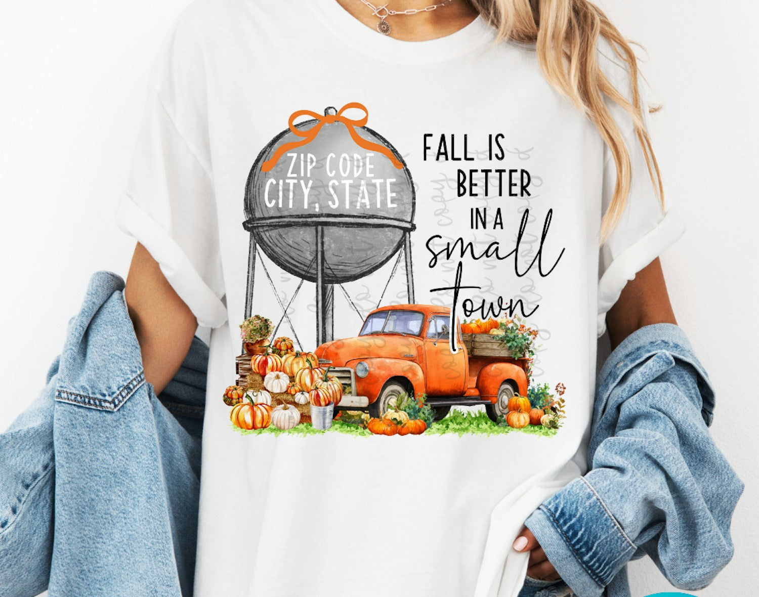 Fall is Better in a Small Town Round Water Tower – Customizable DTF Tr ...