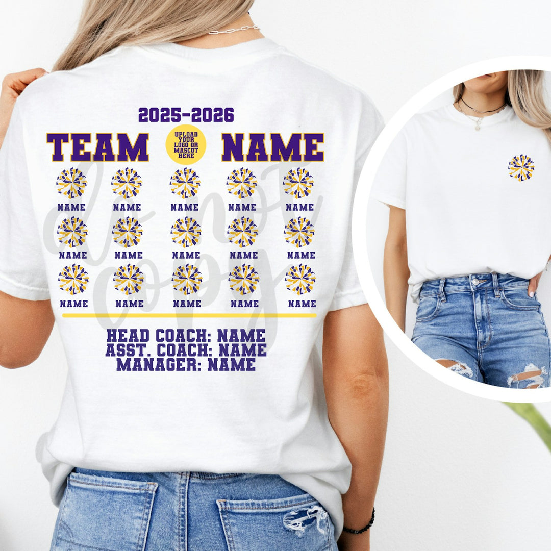 Cheer Team Roster customizable DTF transfer mockup