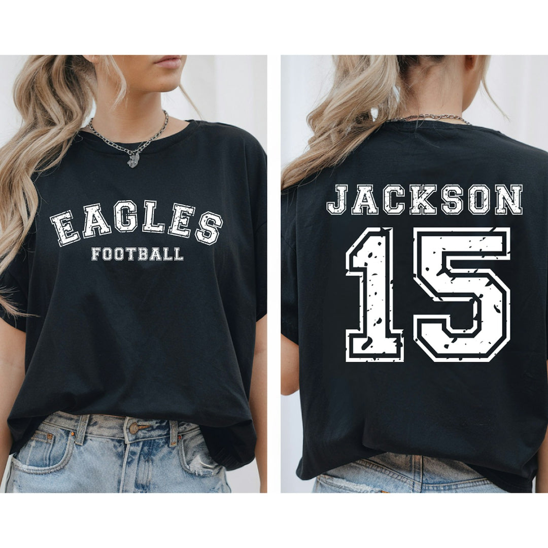 Varsity Distressed Name and Number customizable DTF transfer mockup