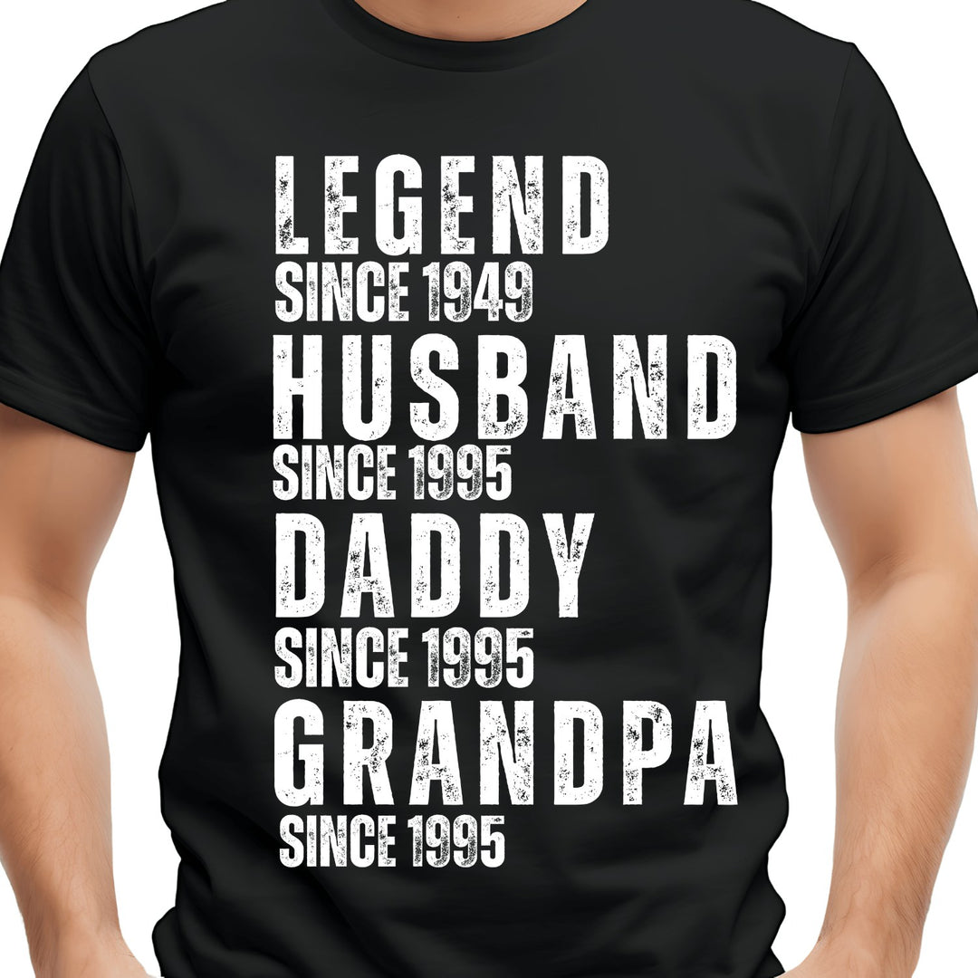 Legend Since Custom Years customizable DTF transfer mockup