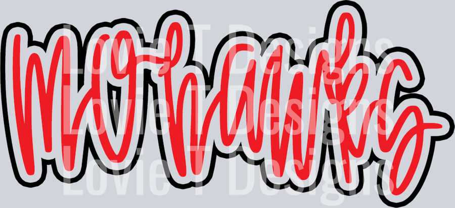 MOHAWKS OUTLINE CUSTOM RED AND BLACK