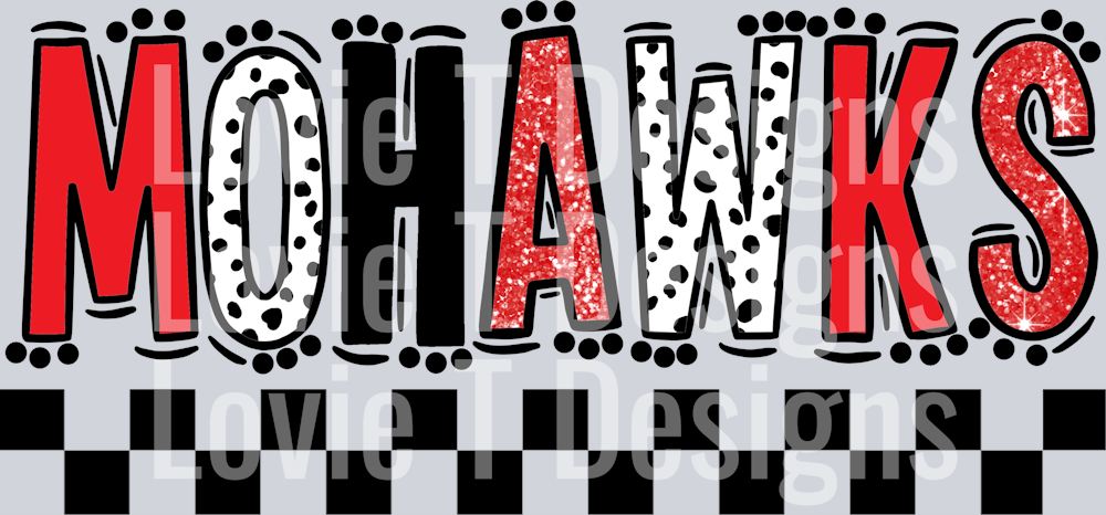 MOHAWKS RED AND BLACK DOODLE MASCOT