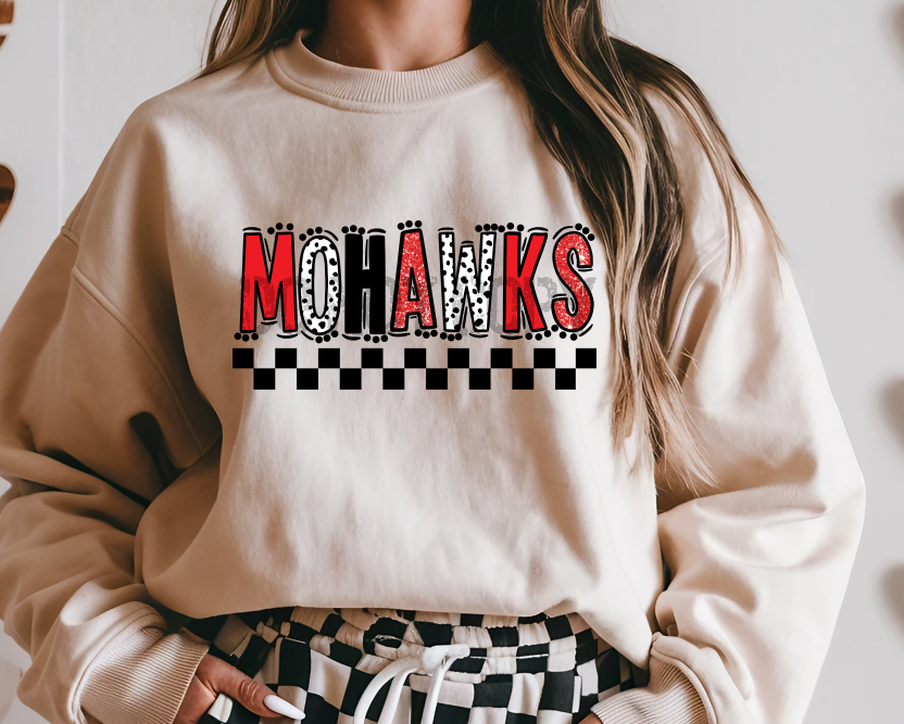 MOHAWKS RED AND BLACK DOODLE MASCOT