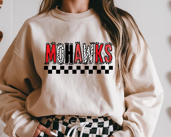 MOHAWKS RED AND BLACK DOODLE MASCOT