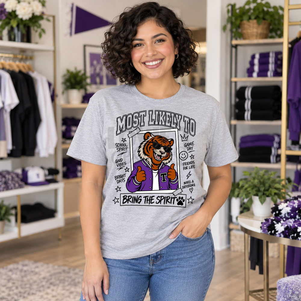 Most Likely Tigers purple mascot mockup