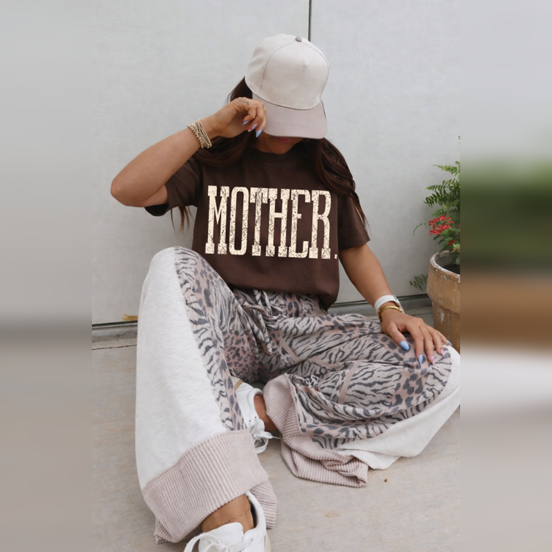 Mother Western Serif Distressed Antique White – DTF Transfer