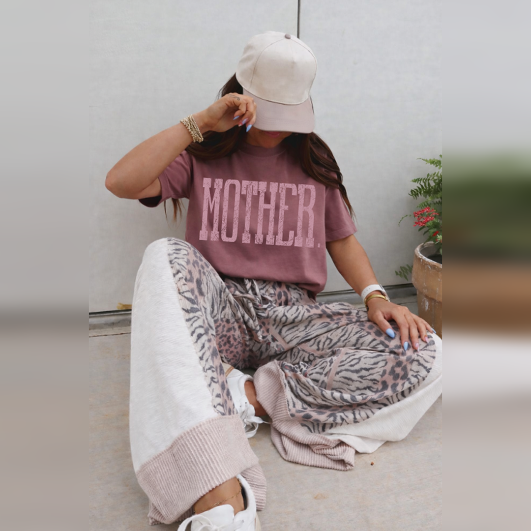 Mother Western Serif Distressed Mauve – DTF Transfer