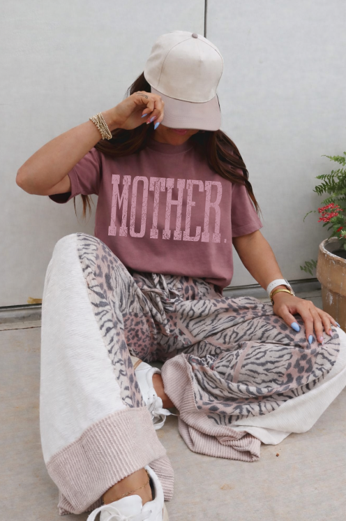 Mother Western Serif Mauve DTF transfer design