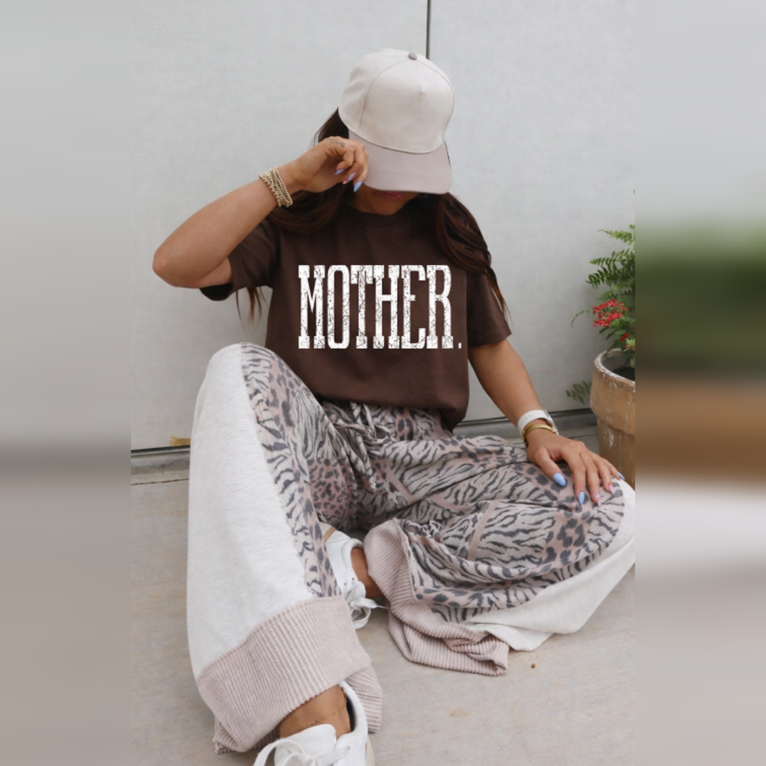 Mother Western Serif Distressed White – DTF Transfer