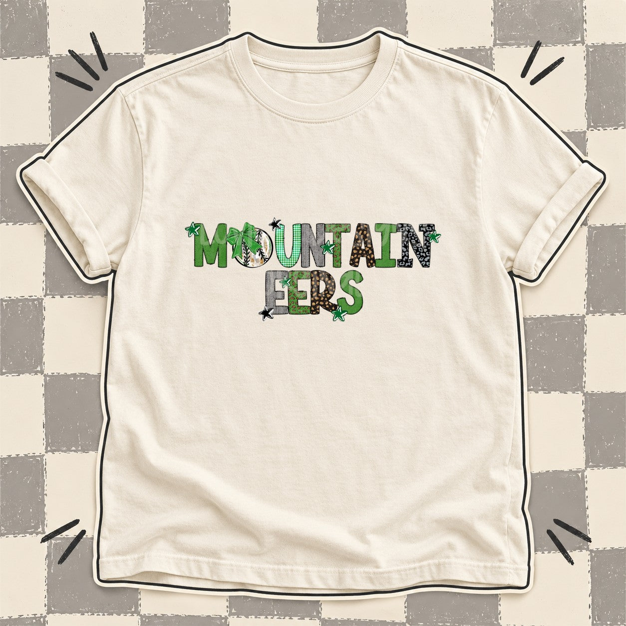 Mixed Doodle Baseball Mascots – Mascot Colors Mountaineers Green Black design