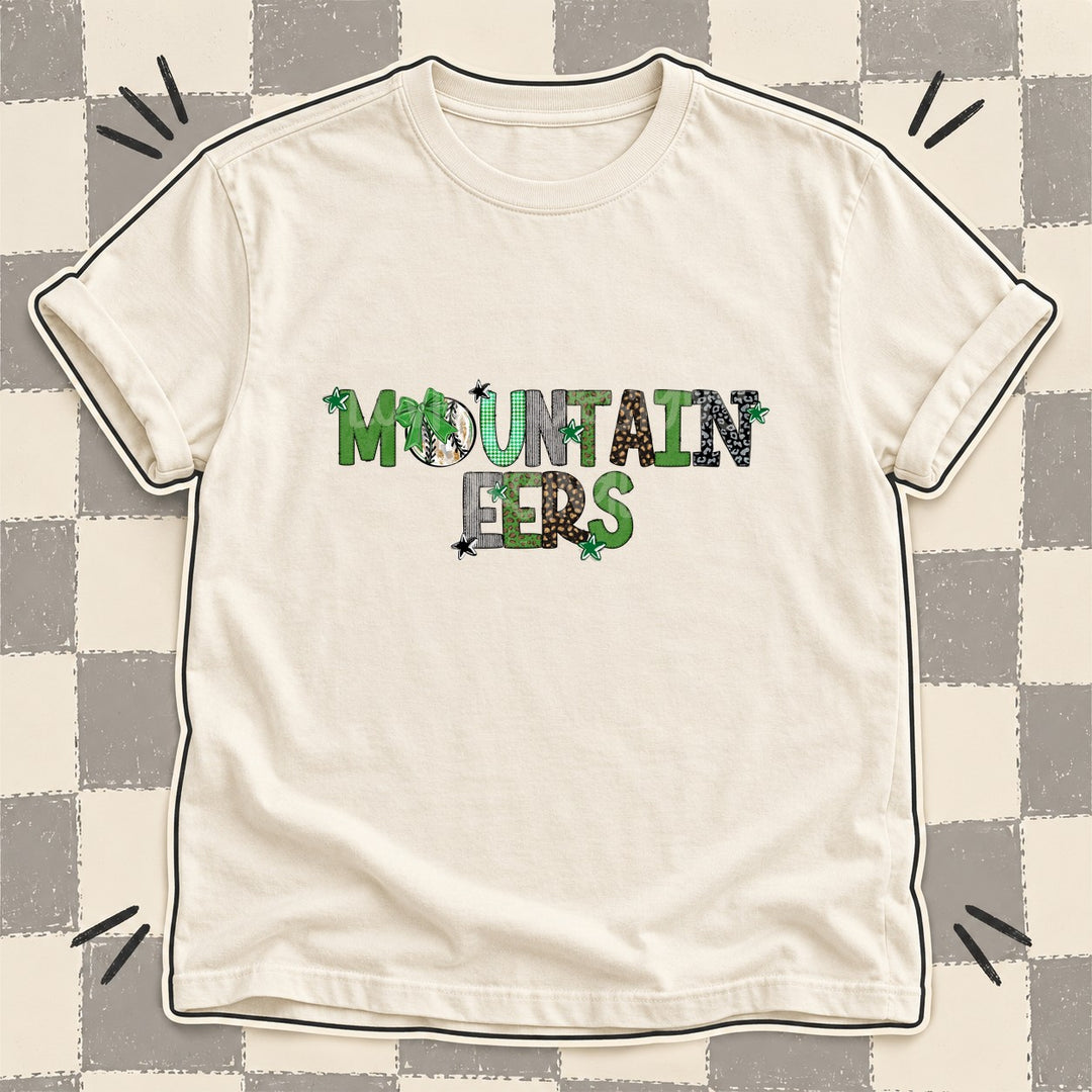 Mountaineers Green Black Mixed Doodle Baseball Mascots – Mascot Colors DTF transfer mockup