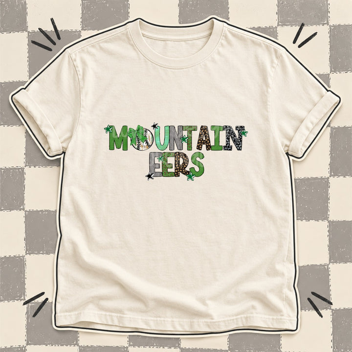 Mountaineers Green Black Mixed Doodle Baseball Mascots – Mascot Colors DTF transfer mockup