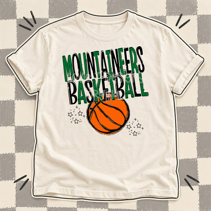 Mountaineers Kelly Green Black Team Go Basketball Mascots DTF transfer