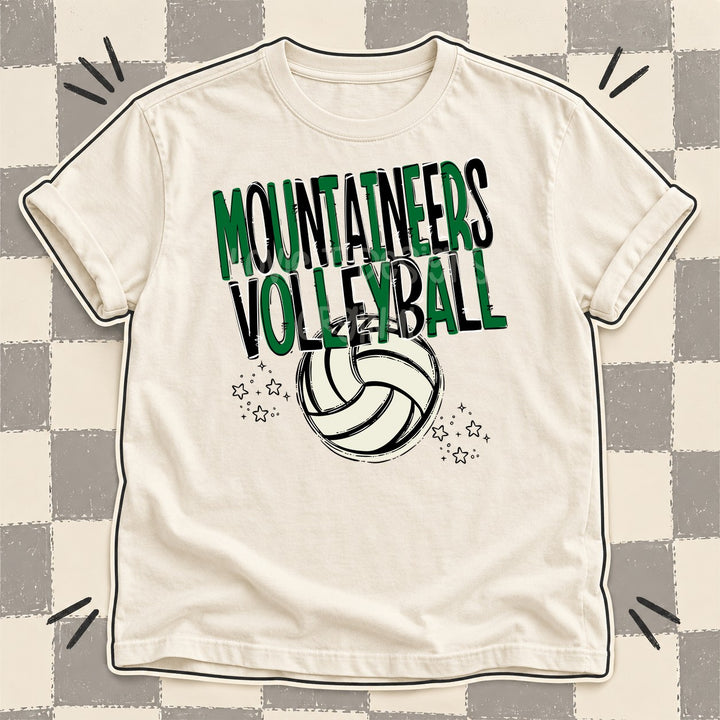 Mountaineers Kelly Green Black Team Go Volleyball Mascots DTF transfer mockup