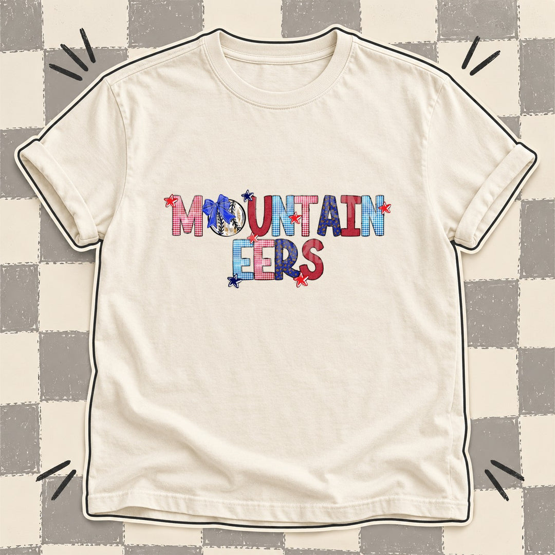 Mountaineers Mixed Doodle Baseball Mascots – Red and Royal DTF transfer mockup