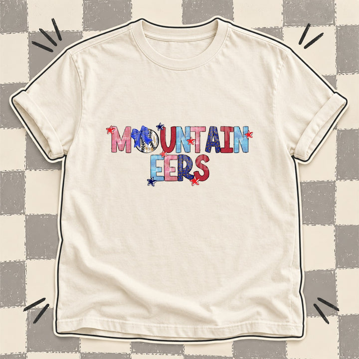 Mountaineers Mixed Doodle Baseball Mascots – Red and Royal DTF transfer mockup