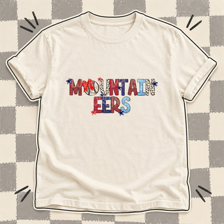 Mountaineers Mixed Doodle Baseball Mascots – Leopard Red Navy DTF transfer mockup