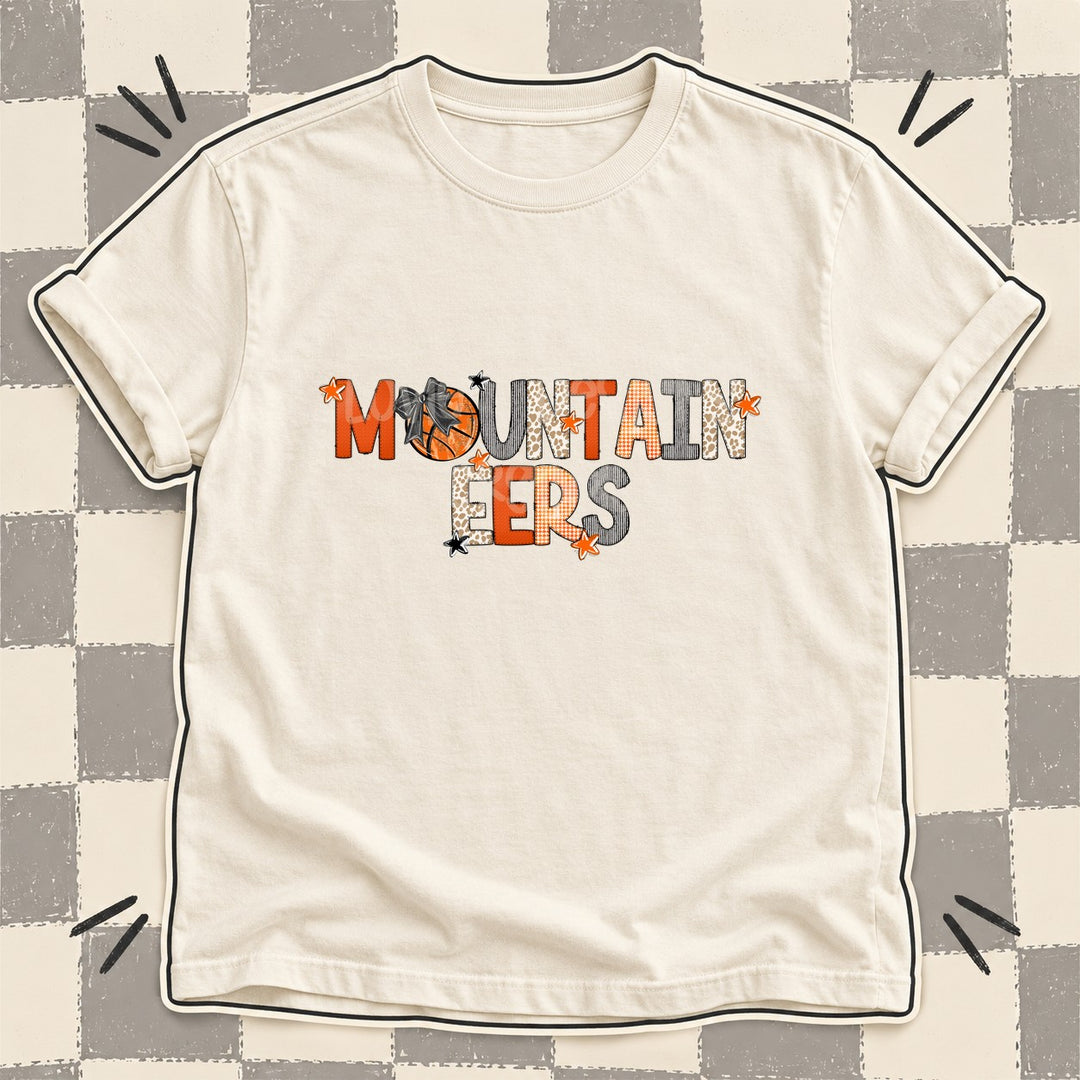 Mountaineers Mixed Doodle Basketball Mascots – Hoops Houndstooth DTF transfer mockup