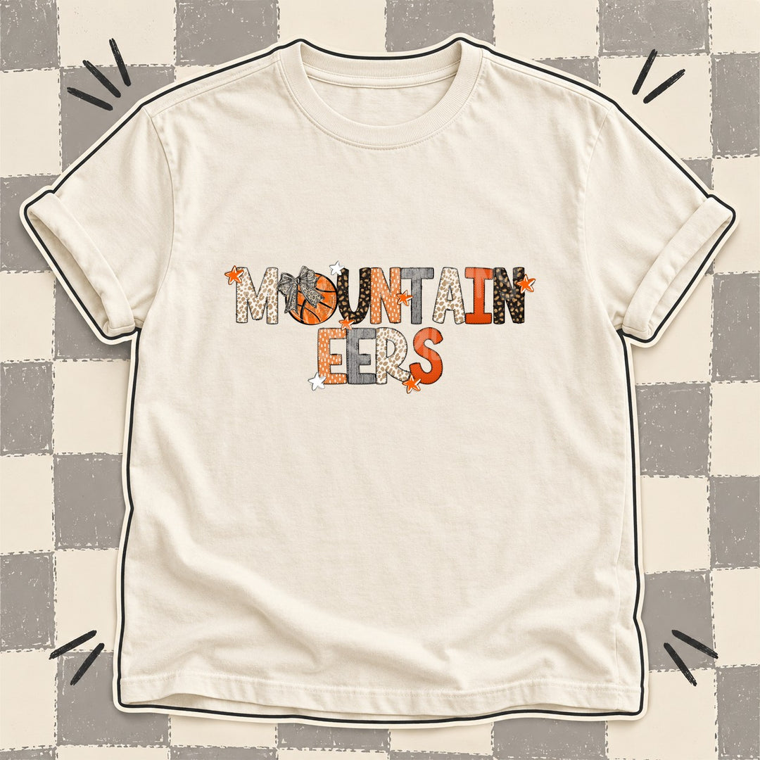 Mountaineers Mixed Doodle Basketball Mascots – Orange and Brown DTF transfer mockup