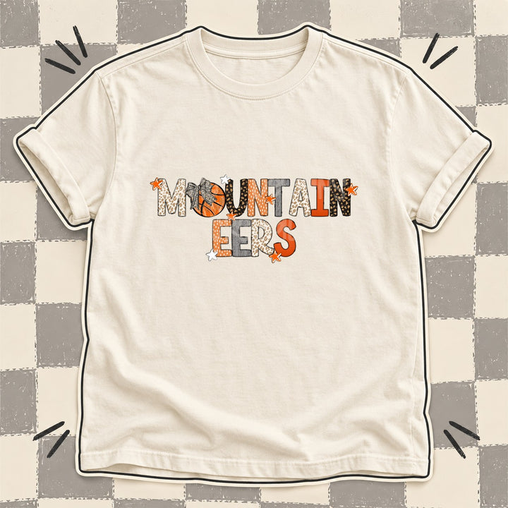 Mountaineers Mixed Doodle Basketball Mascots – Orange and Brown DTF transfer mockup