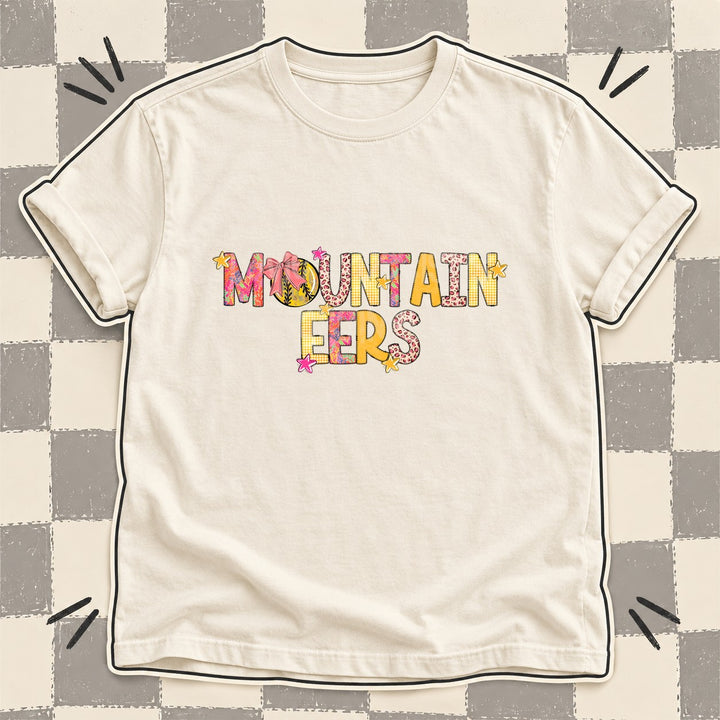 Mountaineers Mixed Doodle Softball Mascots – Softball Brights DTF transfer mockup