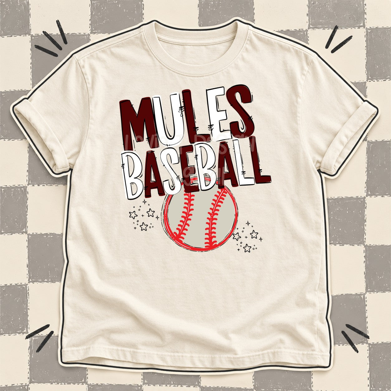 Team Go Baseball Mascots Mules Maroon White design