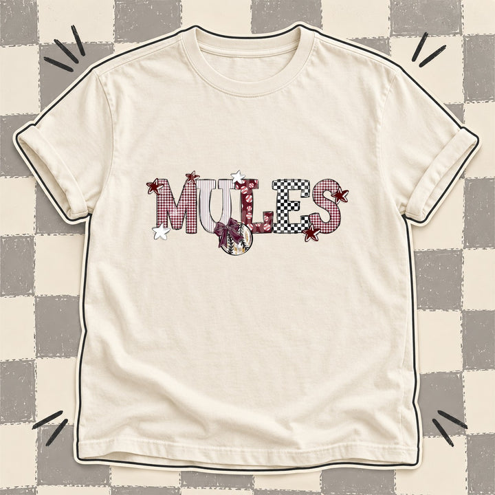 Mules Maroon White Mixed Doodle Baseball Mascots – Mascot Colors DTF transfer mockup