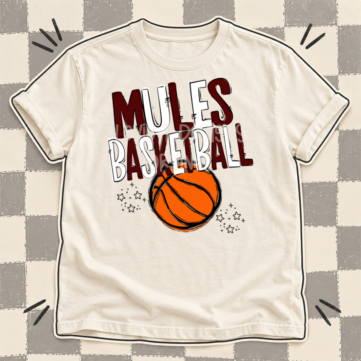 Team Go Basketball Mascots Mules Maroon White design