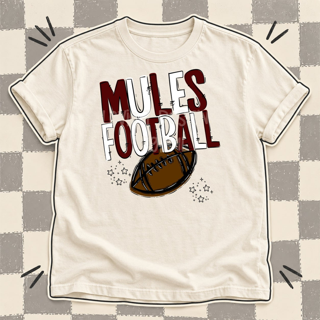 Mules Maroon White Team Go Football Mascots DTF transfer mockup