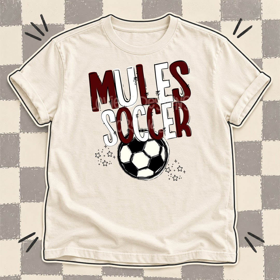 Mules Maroon White Team Go Soccer Mascots DTF transfer mockup