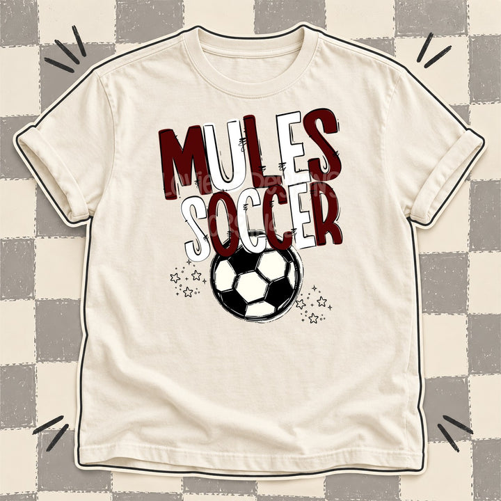 Mules Maroon White Team Go Soccer Mascots DTF transfer mockup