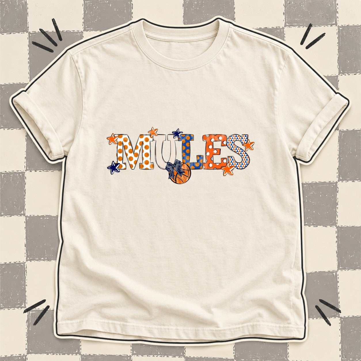 Mixed Doodle Basketball Mascots – Court Classic Mules design