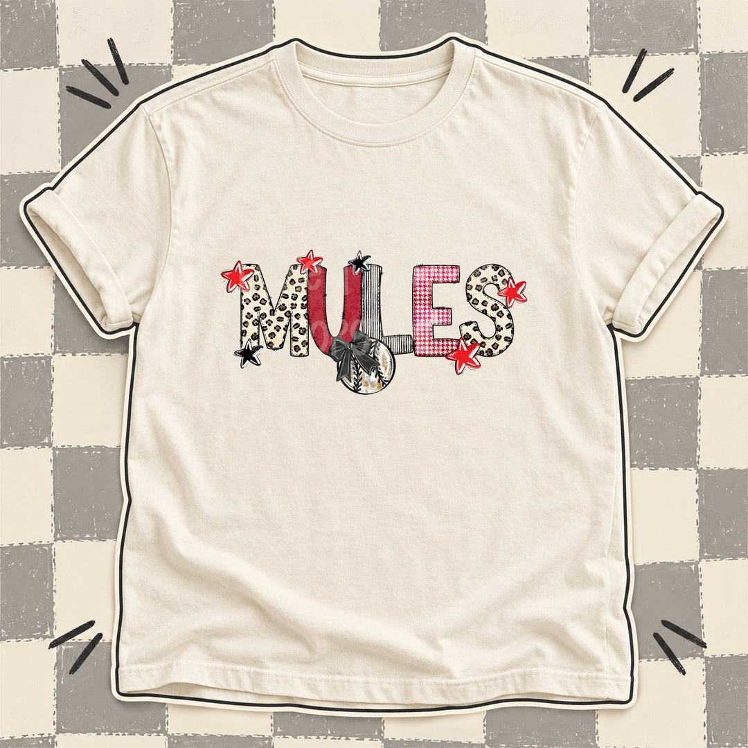 Mules Mixed Doodle Baseball Mascots – Stitched Ballpark DTF transfer mockup