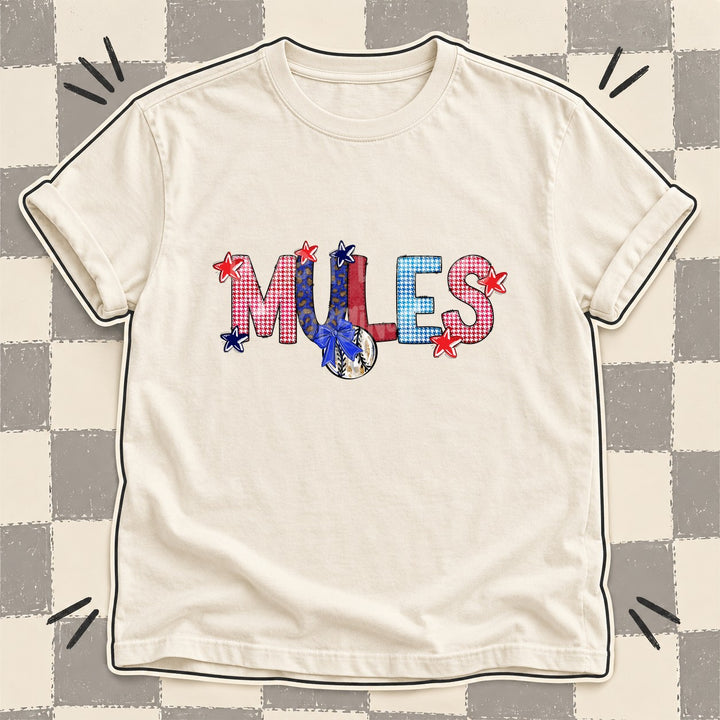 Mules Mixed Doodle Baseball Mascots – Red and Royal DTF transfer mockup