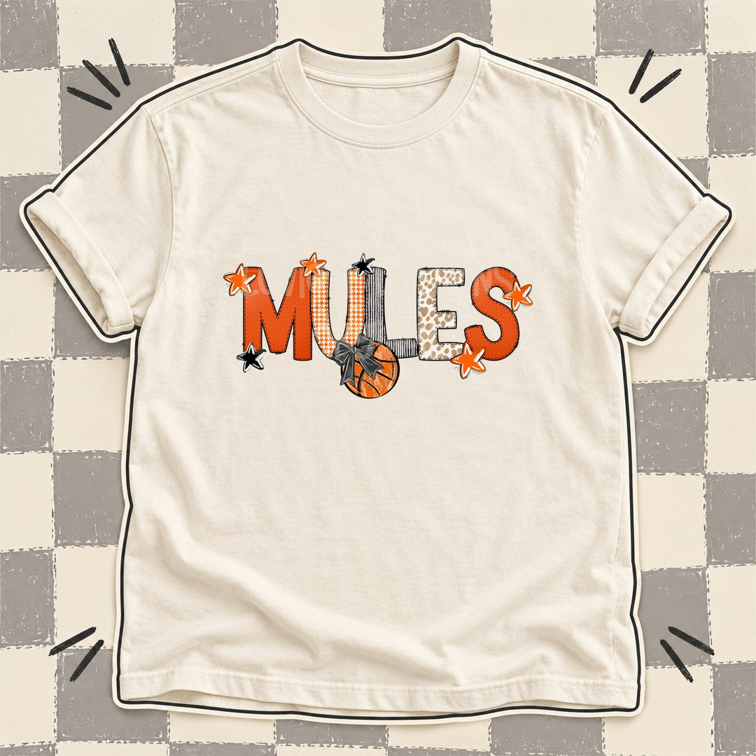 Mules Mixed Doodle Basketball Mascots – Hoops Houndstooth DTF transfer mockup