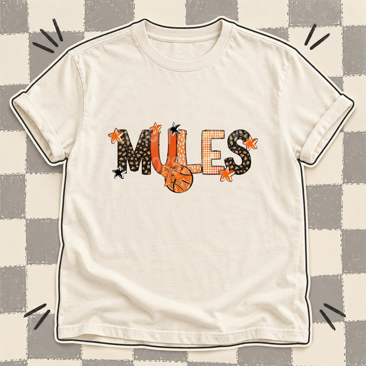 Mixed Doodle Basketball Mascots – Leopard Court Mules design