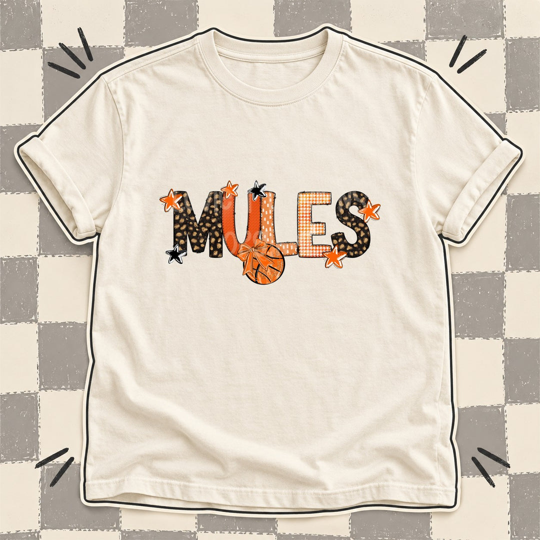 Mules Mixed Doodle Basketball Mascots – Leopard Court DTF transfer mockup
