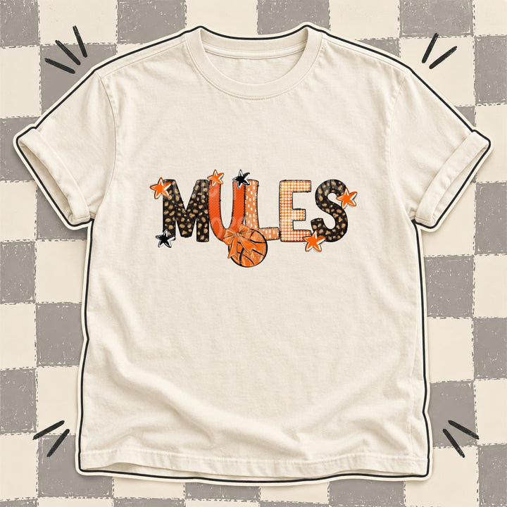 Mules Mixed Doodle Basketball Mascots – Leopard Court DTF transfer mockup