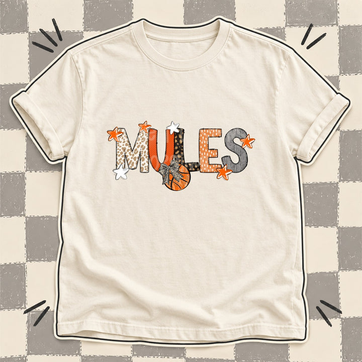 Mules Mixed Doodle Basketball Mascots – Orange and Brown DTF transfer mockup